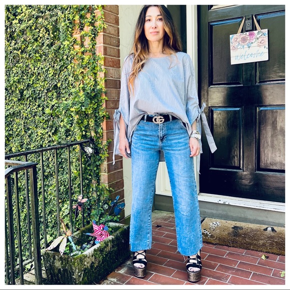 Most Fabulous Striped Bell tie Sleeves Tunic Top - Picture 8 of 10